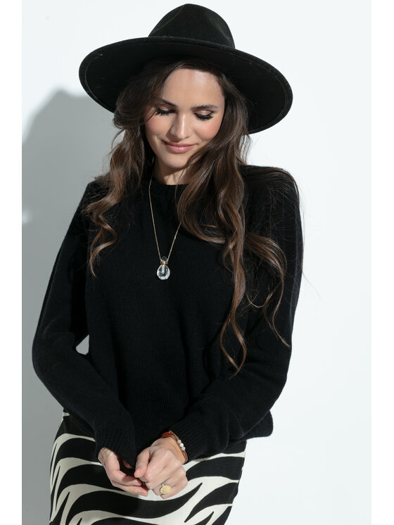 Fobya Fobya Sweter F1275 Czarny Basic Fit