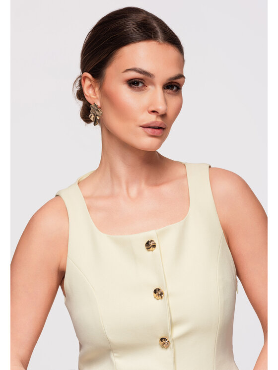 Ombre Ombre Sukienka wieczorowa LA-OM-DLR300 Żółty Slim Fit