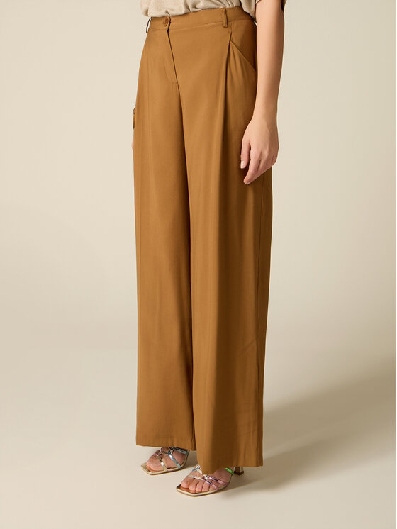 Oltre Oltre Spodnie materiałowe P009R008933N022 Brązowy Baggy Fit