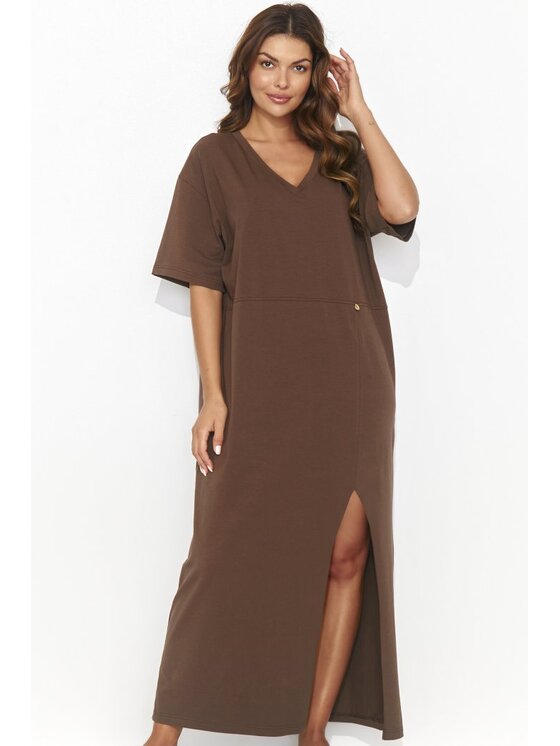 Numinou Numinou Sukienka codzienna NU466 Brązowy Comfortable Fit