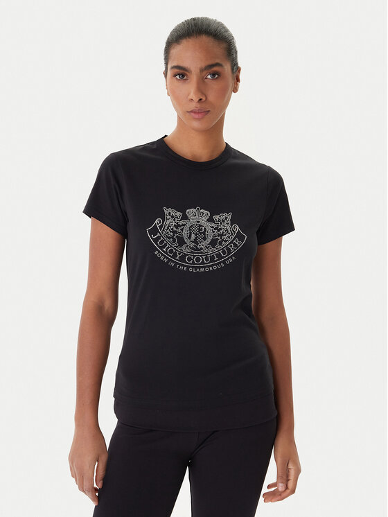Juicy Couture Juicy Couture Póló JCGTK225015 Fekete Slim Fit
