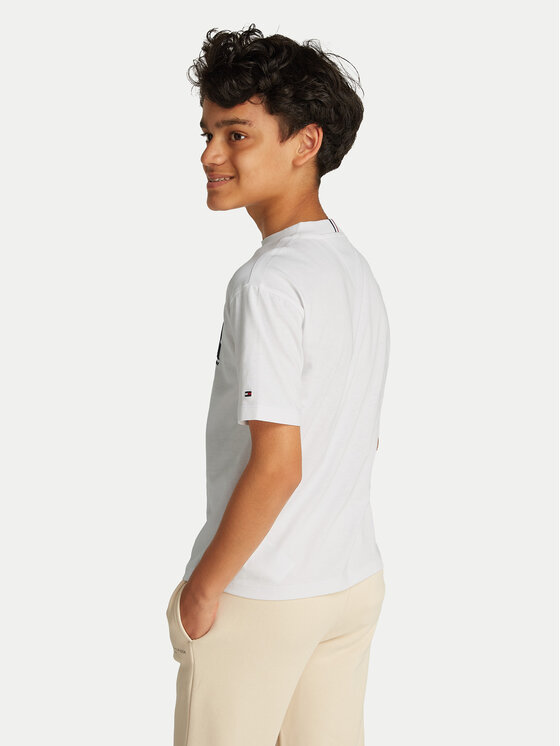 Tommy Hilfiger Tommy Hilfiger T-Shirt Flag Fun KB0KB09354 M Biały Regular Fit