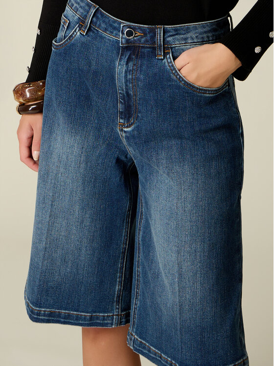 Oltre Oltre Pantaloncini di tessuto P411R009277N034 Blu Baggy Fit
