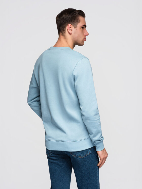 Ombre Ombre Bluza OM-SSBN-0271 Niebieski jasny Regular Fit