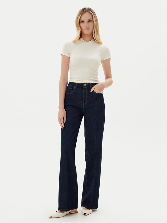 Guess Guess Jeans hlače W5YA1A D5PW1 Mornarsko modra Wide Leg