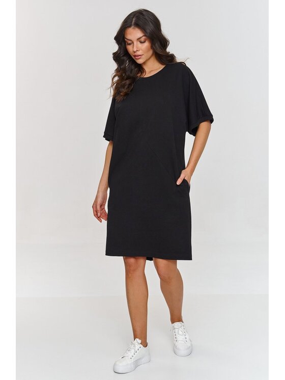 Makadamia Makadamia Sukienka codzienna M864 Czarny Comfortable Fit