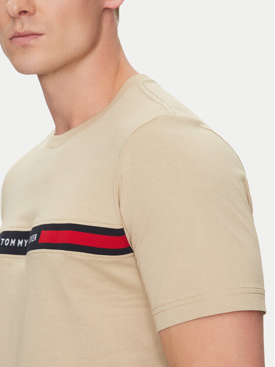 Tommy Hilfiger Tommy Hilfiger T-Shirt Chest Insert MW0MW36498 Beżowy Regular Fit