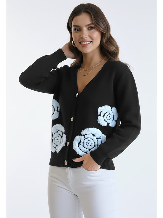FIGL FIGL Kardigan M1275 Černá Regular Fit