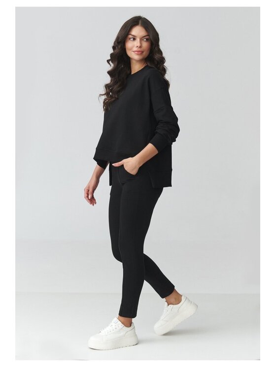 Makadamia Makadamia Dres M917 Czarny Loose Fit