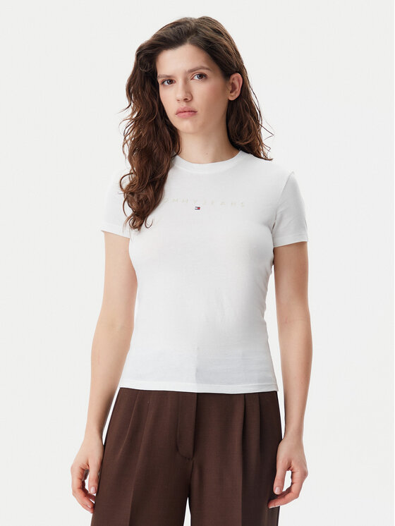 Tommy Jeans Tommy Jeans Marškinėliai Tonal Linear DW0DW20315 Écru Slim Fit