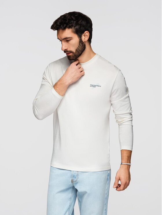 Ombre Ombre Longsleeve OM-LSPT-0136 Biały Regular Fit