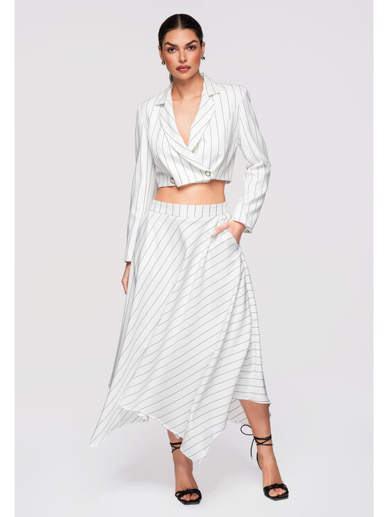 Ombre Ombre Spódnica midi OW-GL-E0004 Biały Regular Fit