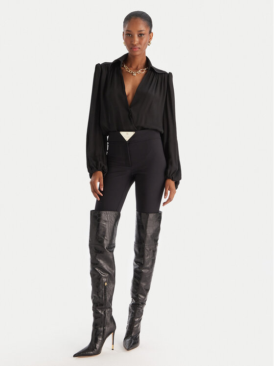 Babylon Babylon Hlače iz tkanine E00057 Črna Slim Fit
