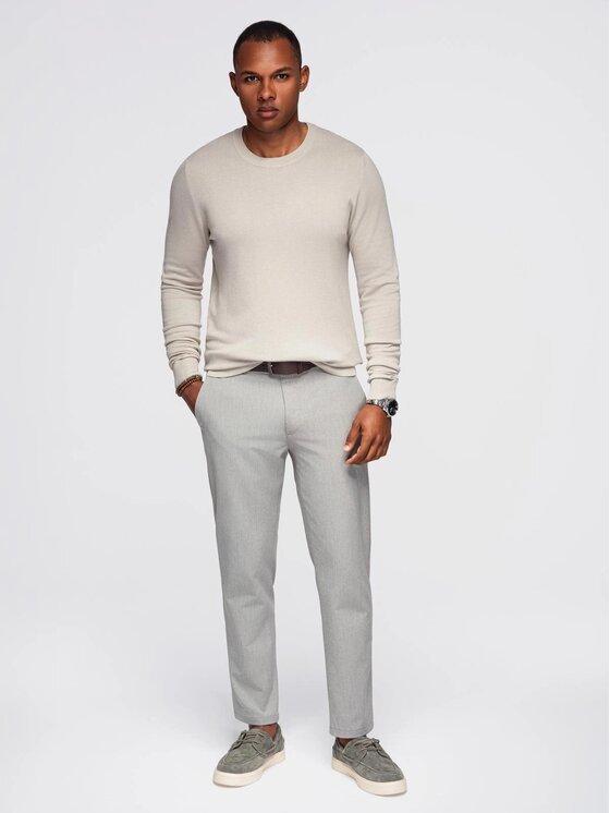 Ombre Ombre Sweter OM-SWSW-0183 Szary Regular Fit