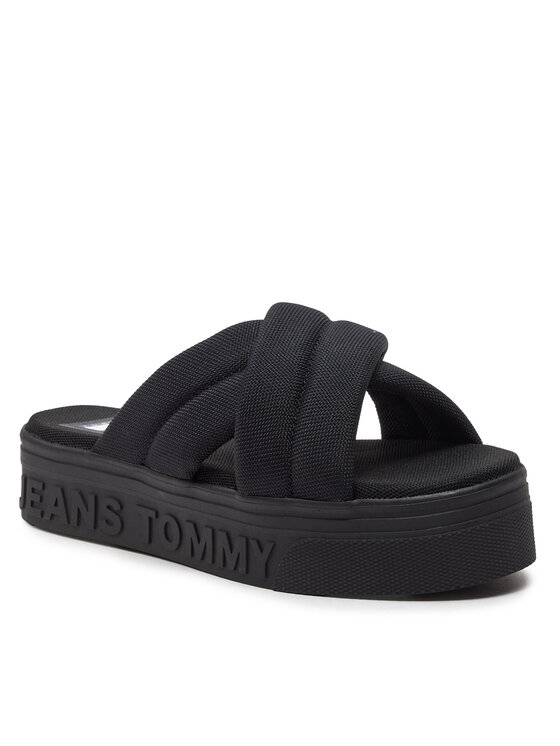 Tommy Jeans Tommy Jeans Παντόφλες Tjw Lettering Flatform Sandal EN0EN02465 Μαύρο