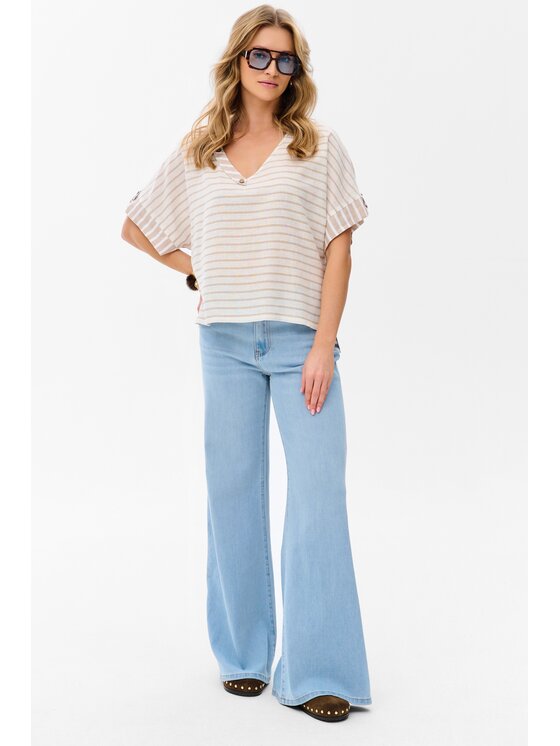 blue shadow blue shadow Bluzka First Beżowy Regular Fit