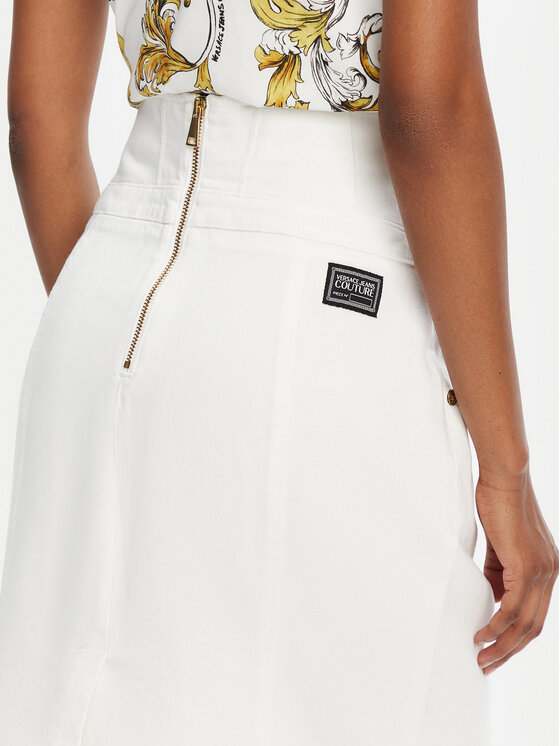 Versace Jeans Couture Versace Jeans Couture Džinsinis sijonas 78HAE85E Balta Regular Fit