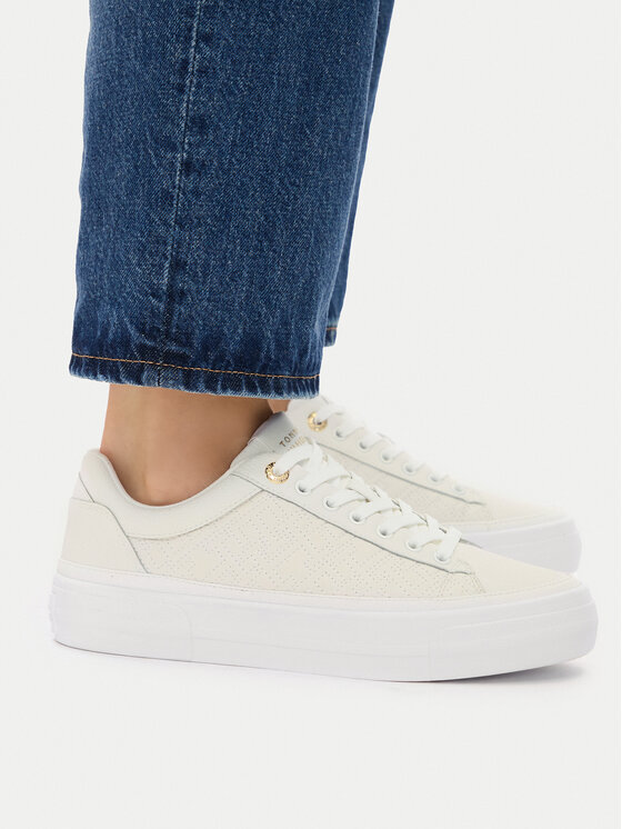 Tommy Hilfiger Tommy Hilfiger Sneakersy Th Platform Sneaker Quilted FW0FW09265 Écru