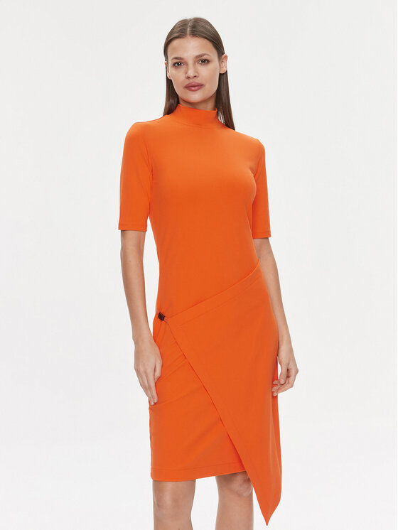 Calvin Klein Ikdienas kleita Stretch Jersey Asymmetric Dress K20K206498 Oranžs Slim Fit