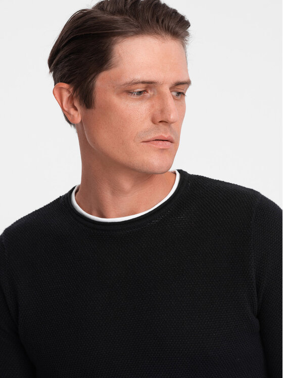 Ombre Ombre Sweter OM-SWSW-0103 Czarny Classic Fit