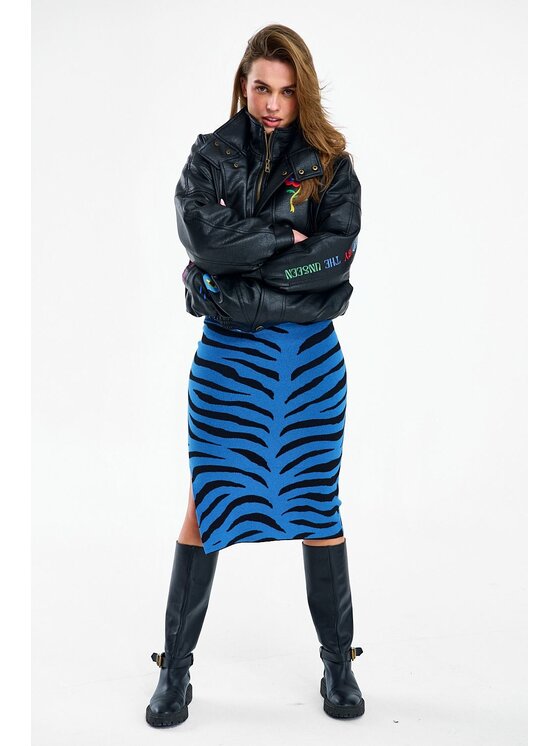 NAOKO NAOKO Spódnica midi Blue Rebel Błękitny Slim Fit