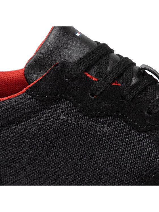 Tommy Hilfiger Tommy Hilfiger Sneakersy Iconic Material Mix Runner FM0FM04022 Czarny