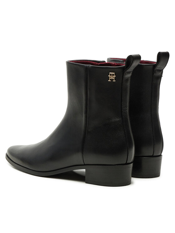 Tommy Hilfiger Tommy Hilfiger Боти Low Cowboy Flat Leather FW0FW08103 Черен
