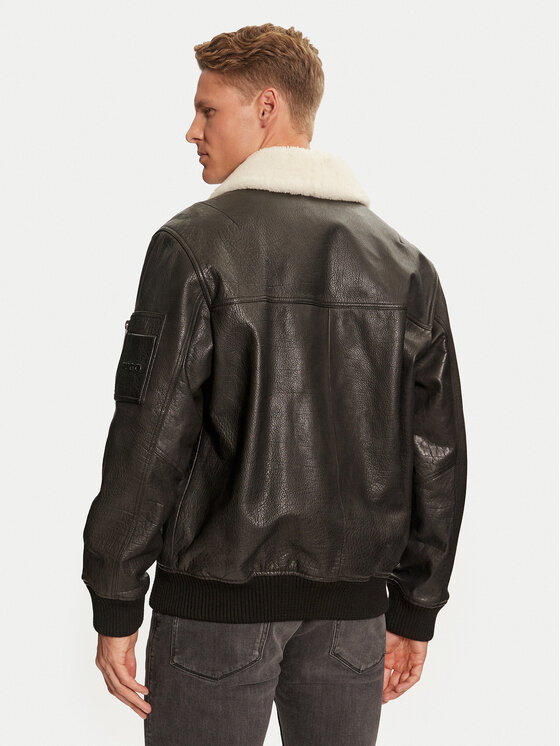 HUGO Hugo Lederjacke Loran 50521030 Schwarz Regular Fit