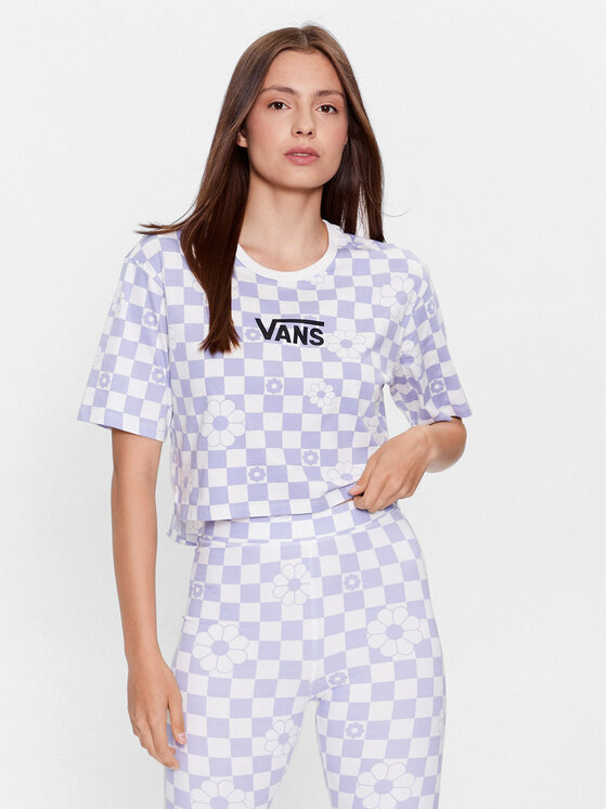 Vans T-krekls Floral Checker Ss Crop VN000ADT Violets Regular Fit