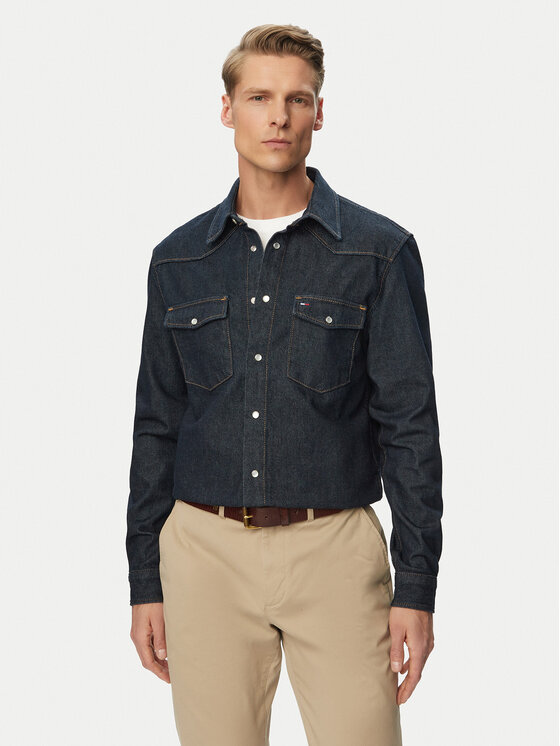 Tommy Jeans Tommy Jeans traper košulja Western DM0DM23022 Tamnoplava Regular Fit