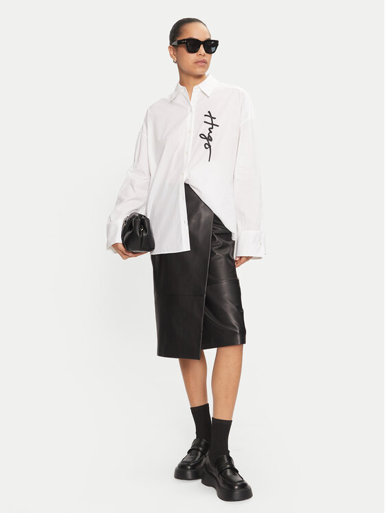 HUGO Hugo Hemd Exifa 50523430 Weiß Oversize