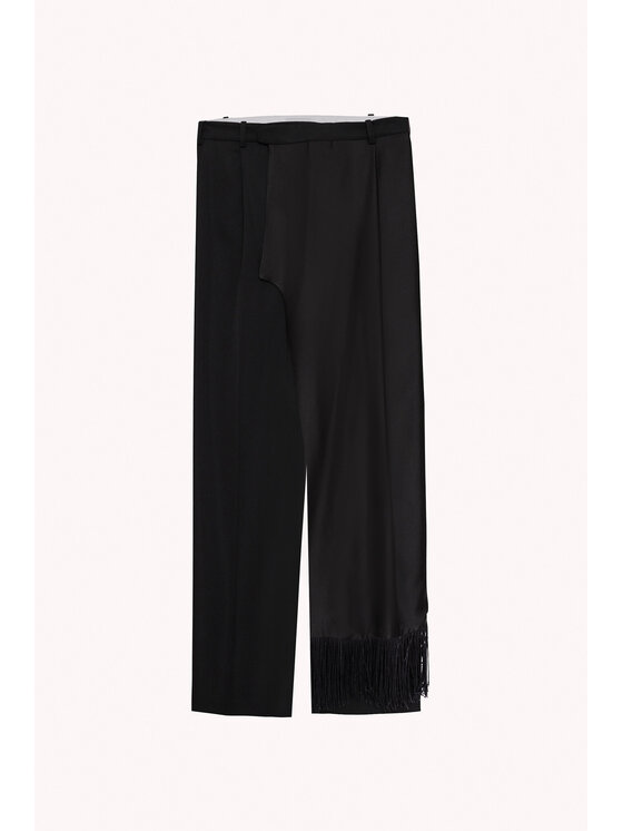 Epuzer Epuzer Spodnie materiałowe Fringed wool Czarny Standard Fit