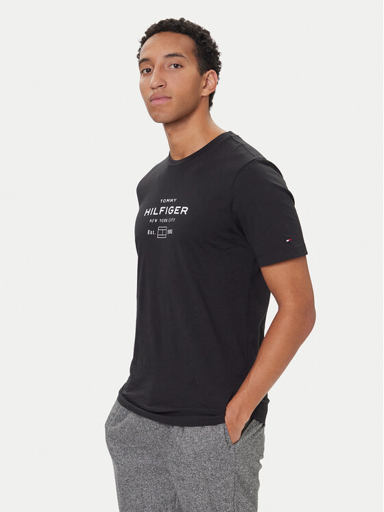 Tommy Hilfiger Tommy Hilfiger Póló Stack Graphic MW0MW40002 Fekete Regular Fit