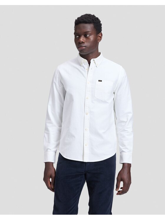 Lee Lee Koszula BUTTON DOWN Biały Regular Fit