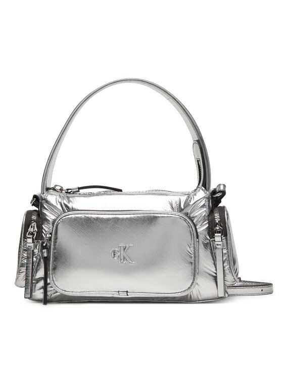 Calvin Klein Calvin Klein Geantă Pocket Silver Nylon Small Bag LV04F3443G Argintiu