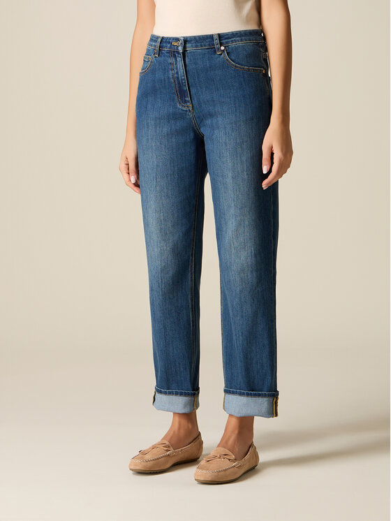 Oltre Oltre Jeansy P462R008896N024 Niebieski Boy Fit