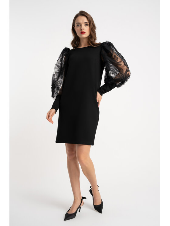 CLICK CLICK Koktejlové šaty 60-6015 Černá Casual Fit