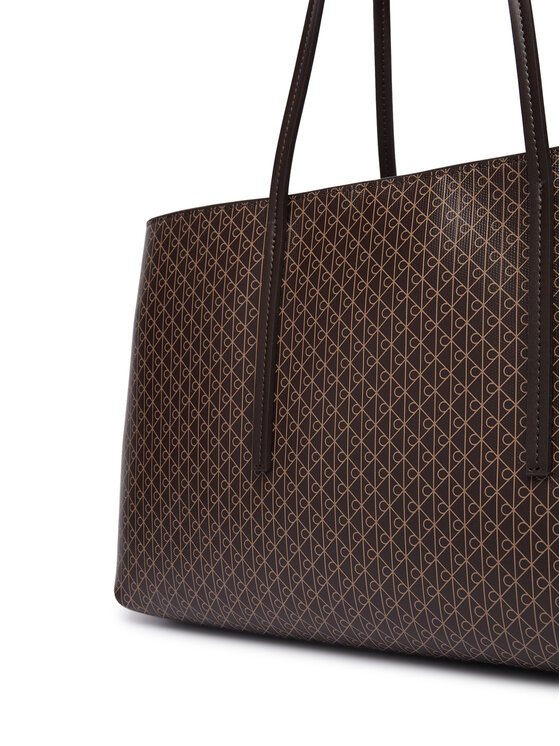 Calvin Klein Calvin Klein Geantă Emblem Aop Medium Work Tote LV04F3786G Maro închis
