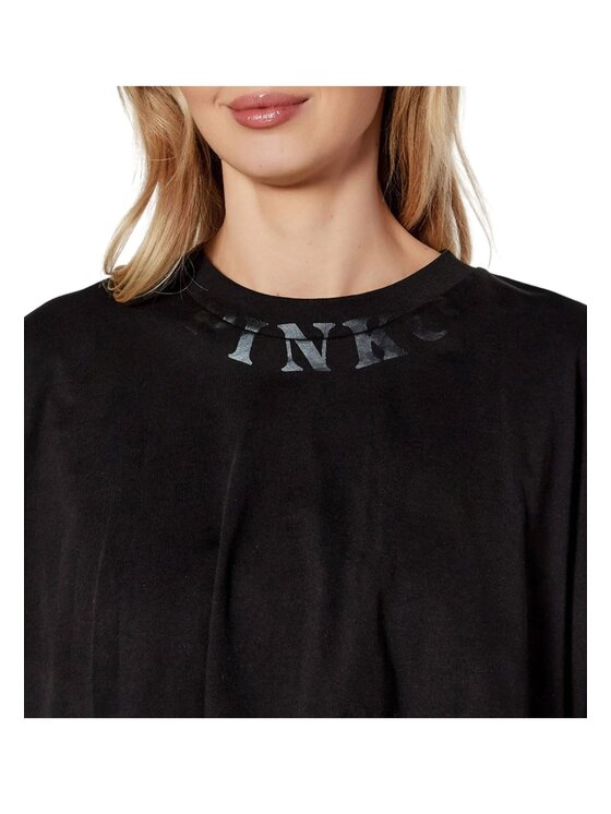 PINKO PINKO T-Shirt Torrone t-shirt jersey logo Czarny Cropped Fit