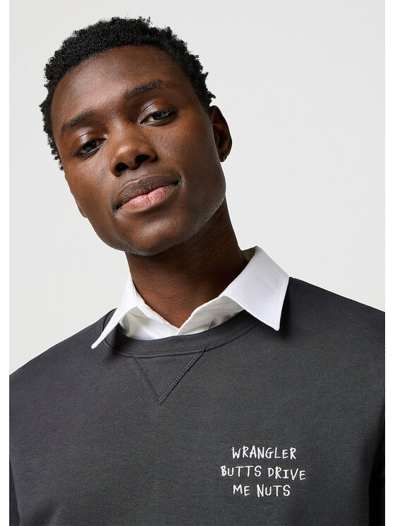 Wrangler Wrangler Felpa EMBROIDERY CREW Nero Regular Fit