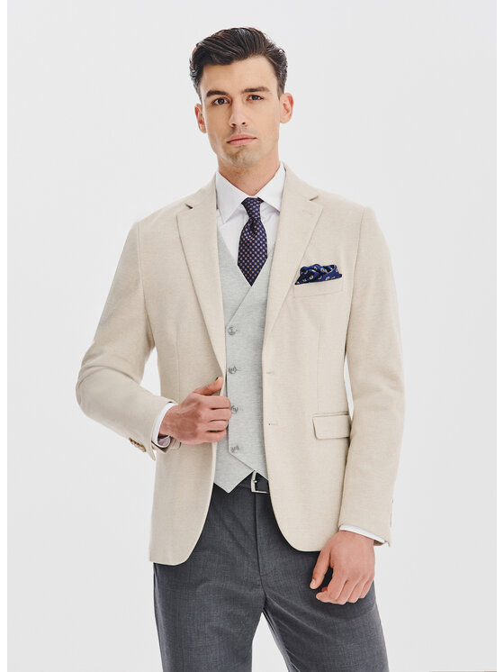 Pako Lorente Pako Lorente Marynarka P25WF-3X-005 Beżowy Slim Fit