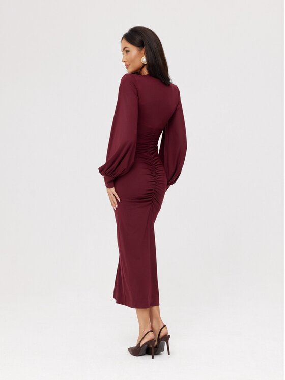 Roco Fashion Roco Fashion Koktejlové šaty Aureline Bordová Slim Fit