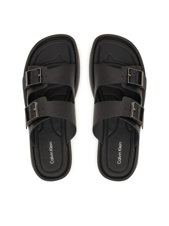 Calvin Klein Calvin Klein Papucs Ergon Double Bar Sandal Lth HM0HM02097 Fekete