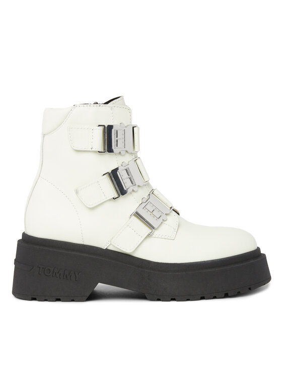 Botine Tommy Jeans Tjw Chunky Boot Hardware EN0EN02443 Écru