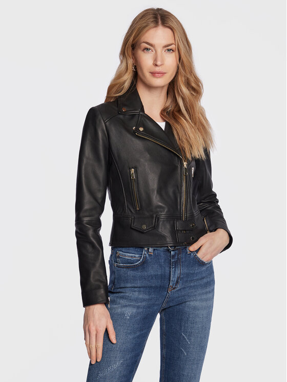 Pinko Geacă de piele Sensibile 100267 Y6WL Negru Regular Fit 100267 imagine noua