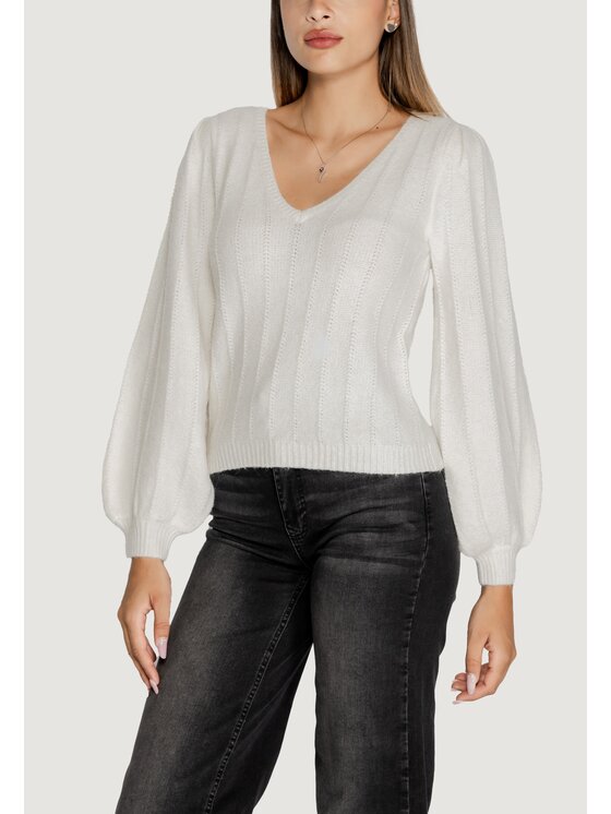 Guess Guess Sweter LS VN MADELINE TEXTURE Biały Classic Fit