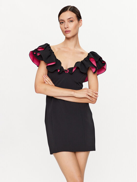 Pinko Koktejlové šaty Cono Abito 101626 A12B CREPE E RA80 Čierna Slim Fit