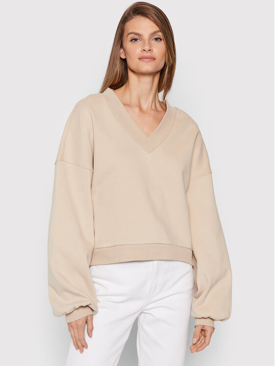 United Colors Of Benetton Суитшърт 3EB5D4005 Бежов Oversize