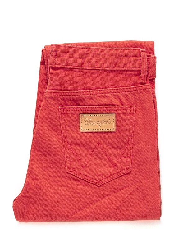 Wrangler Wrangler Spodnie materiałowe CROPPED STRAIGHT Czerwony Regular Fit