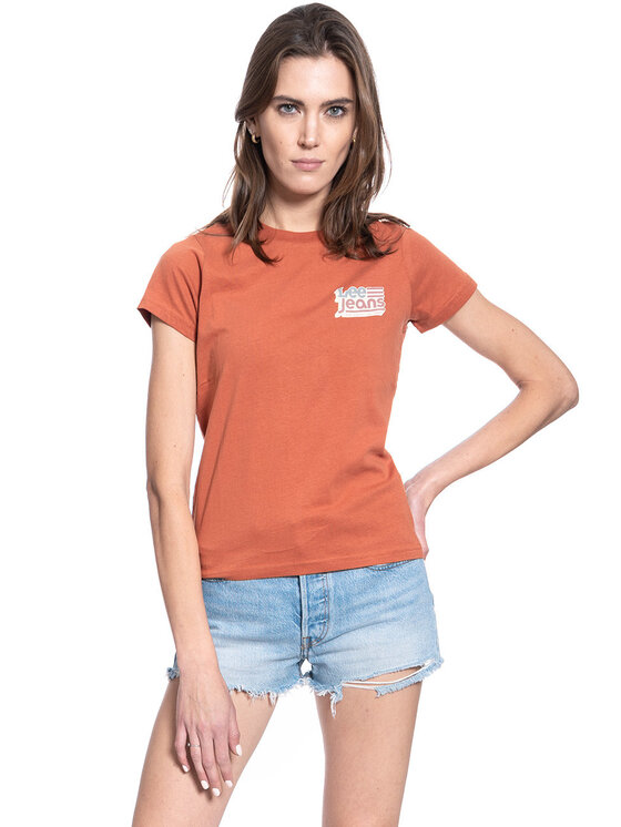 Lee Lee T-Shirt CREW NECK TEE Pomarańczowy Regular Fit